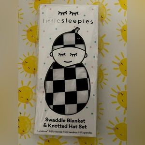 Little Sleepies Cool Checks Swaddle and Hat Set
